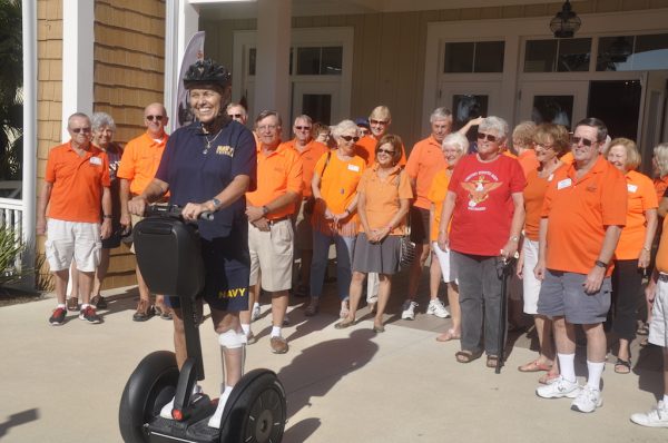 U.S. Navy Veteran Linda Strong was presented with a Segway from the Segway Riders Club.