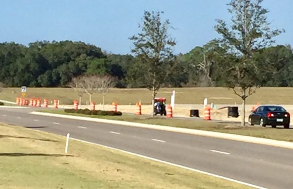 A golf cart strayed onto County Road 466A earlier this week.