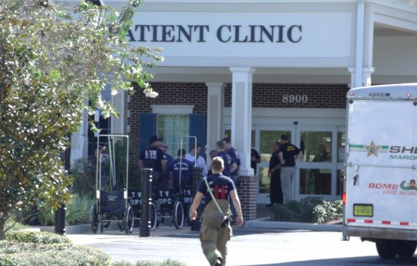 Emergency personnel were at the VA Outpatient Clinic on Tuesday.