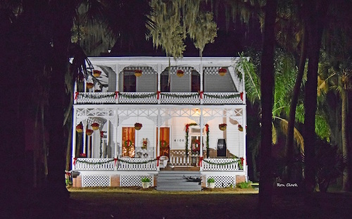 The Baker House decorated for the holidays in The Villages