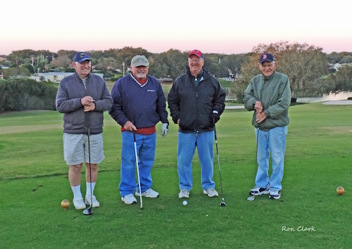 Allister, Bob, Barry and John golfing in 37 degree weather