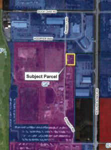 This map shows where the warehouse would be located.