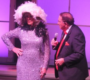 Shirley Martin plays Mae West telling Ray Leggiero some facts of life during Cabaret Saturday in Savannah Center.