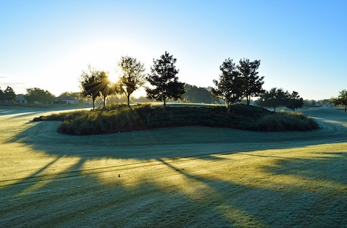 Sunrise at first hole of Stirrup Cup Golf Course