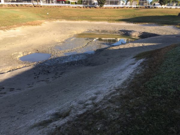 The pond at Hole #4 was drained by a sinkhole at Pimlico Executive Golf Course.