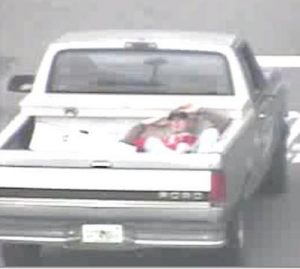 This man left the Wal-Mart at Buffalo Ridge in the bed of a pickup.