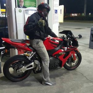 Dwayne Carwin on his motorcycle.