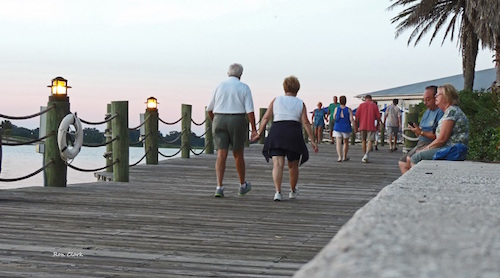 Togetherness on Lake Sumter Landing boardwalk in The Villages