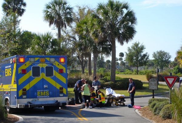 Emergency personnel were at the scene of hte bicycle crash Thursday morning.