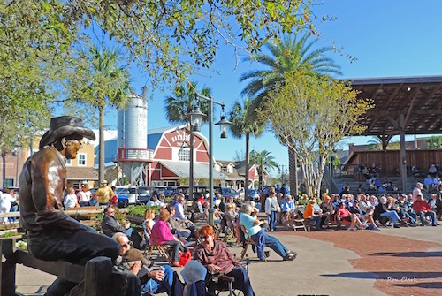 Folks enjoying entertainment at Brownwood Paddock Square in The Villages