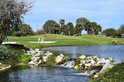 Golfers playing the first hole of Talley Ho Golf Course