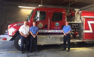 Lt. Glenn Bidwell, Firefighter Eric Steiner and Firefighter Grad Hermesman.