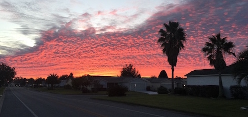 Sunrise over a neighborhood in The Villages