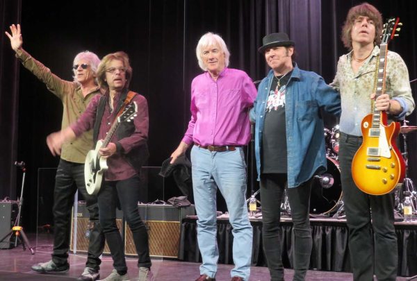 The Yardbirds take a bow in Savannah Center on Thursday. Original member Jim McCarty is center along with from left Myke Scavone Johnny A Kenny Aaronson and John Idan.