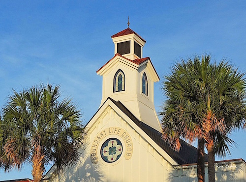 A belfry on a church in Brownwood Paddock Square