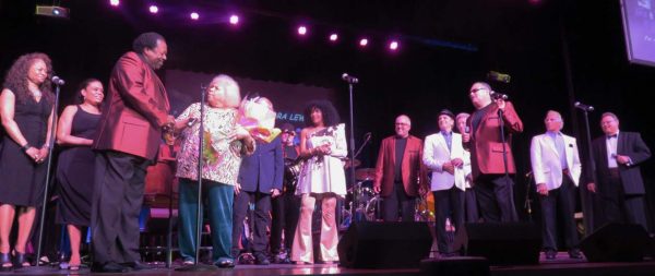 All the performers came on stage to wish Barbara Lewis well in her retirement.