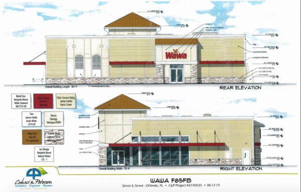 An architect's rendering of the proposed Wawa. 