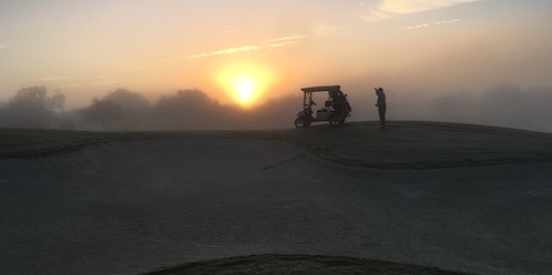 The Olson's snapped this foggy sunrise on Riley Golf Course
