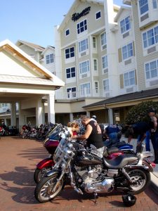 Motorcycles were lined up Friday at the Waterfront Inn at Lake Sumter Landing.