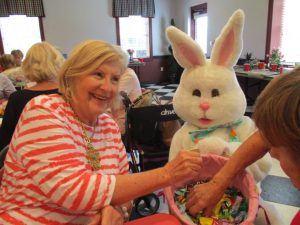 Veronica Nichols and Mary Ann Plesniak were surprised to see the Easter Bunny at the Largo Ladies Social Club meeting.