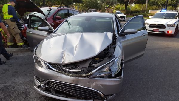 Emrgency personnel were on the scene of the crash at Paige Place and Avenida Central.