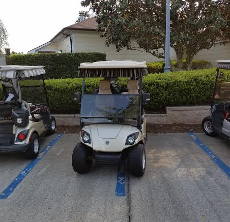 Golf cart parking at Lopez Legacy Country Club