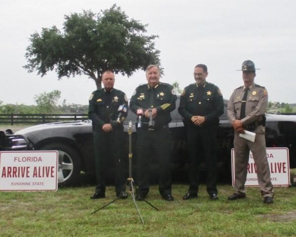 Lake County Sheriff Peyton Grinnell, Sumter County Sheriff Bill Farmer, Marion County Sheriff Billy Woods and FHP Troop C Captain Anthony Sapp, from left