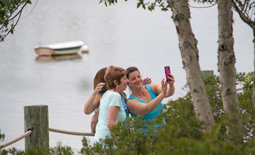 Taking a selfie on the Lake Sumter Landing boardwalk