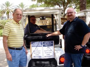 Village of Liberty Park resident Lee Gilpin, left, with Stew Eubanks, president of the local union.