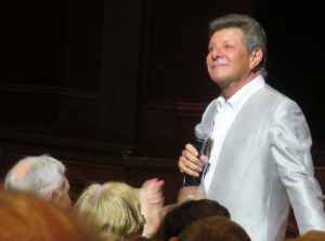 Frankie Avalon in a pensive mood while singing in the audience at The Sharon.