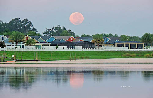 Full moon over Lake Sumter in The Villages