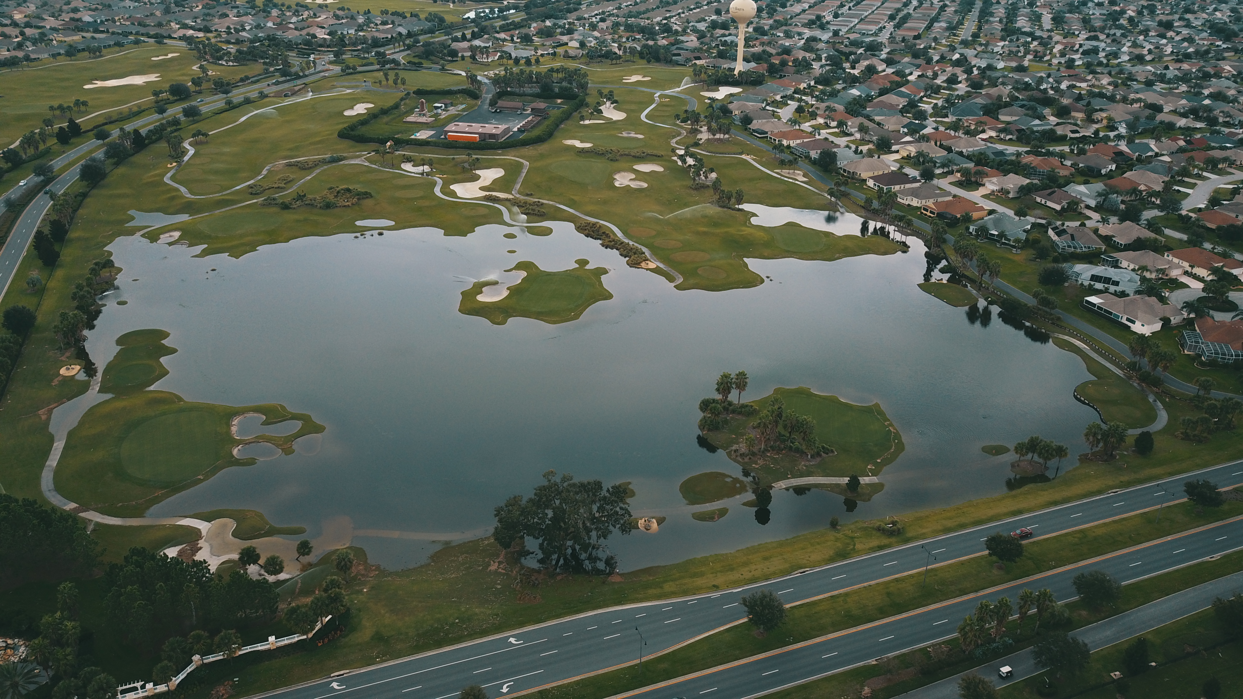 Aerial photo of flooding at Turtle Mound Golf Course