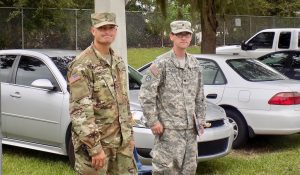 Members of the National Guard were greeting those seeking shelter at Villages Elementary of Lady Lake.