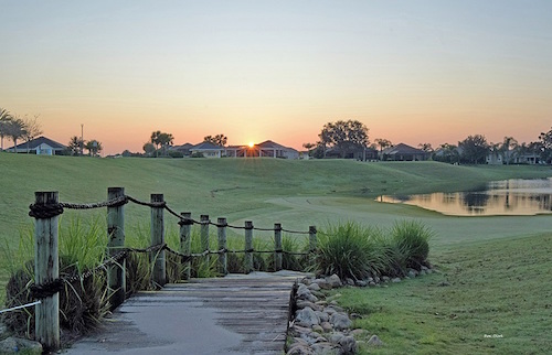 Sunrise over the ninth hole on Pensacola Golf Course