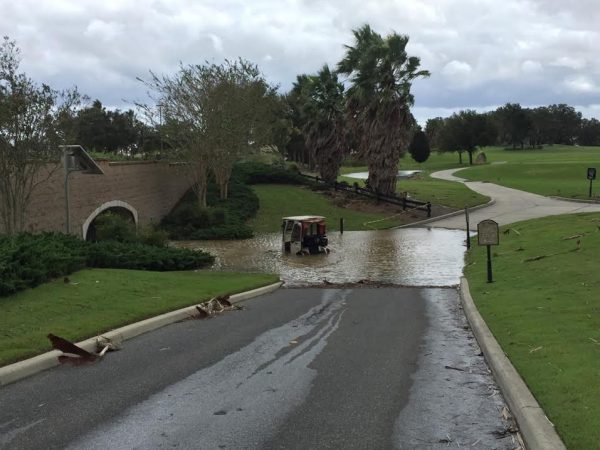 The flooded tunnel is preventing north-south golf cart traffic.