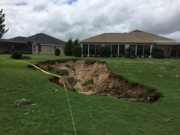 This sinkhole opened up on the Jacaranda Nine at Cane Garden Country Club.
