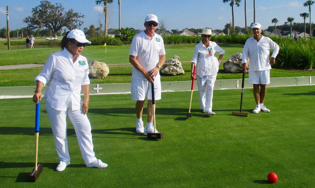 Villages Croquet Club members Nelly and Jim Gruhlke, Rosy Bellaart and Ray Liberti.