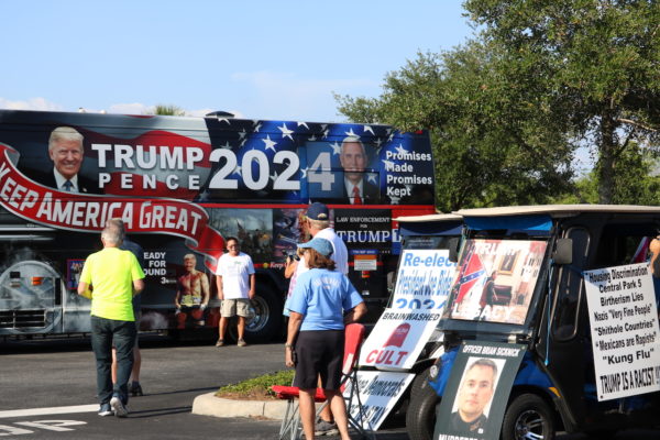 Both pro Trump and anti Trump Villagers were at the Rohan Recreation center Wednesday night