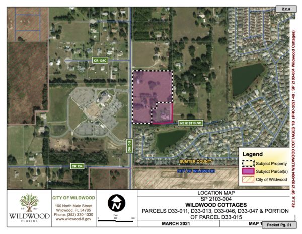 This map shows the locatoin for the Wildwood Cottages