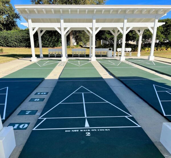 The Churchill shuffleboard courts have reopend and are newly resufaced