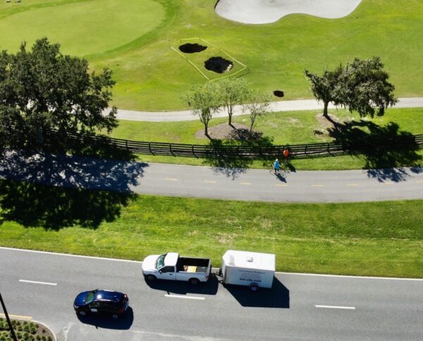 An aerial view of the sinkholes at the El Diable Executive Golf Course