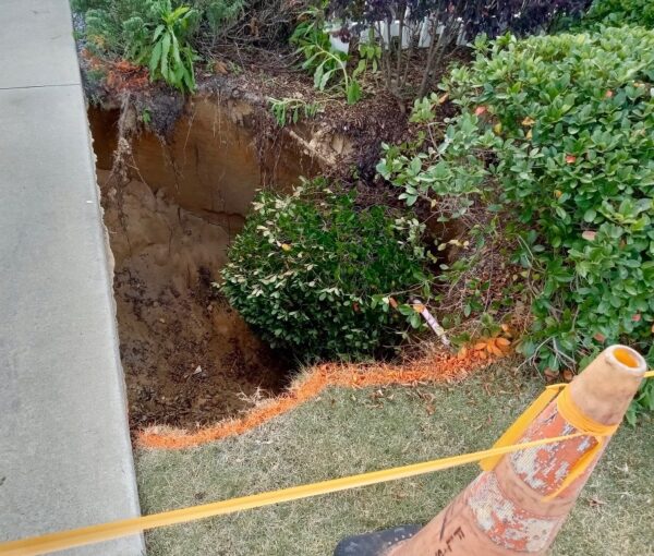 A view down into the sinkhole at the home in the Bokeelia Villas