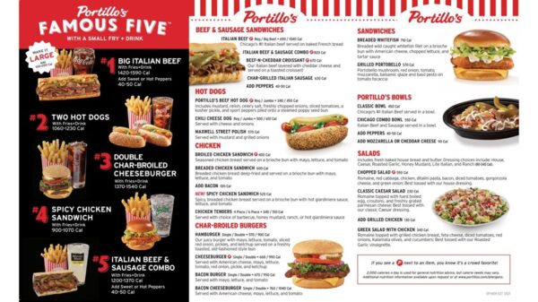 The Portillo's menu