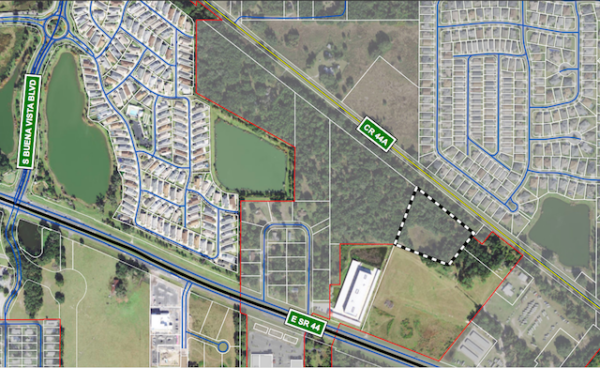 The dotted lines show the proposed location of the covered pickleball facility