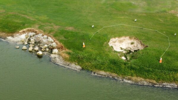 This sinkhole has opened up at the Tarpon Boil Executive Golf Course