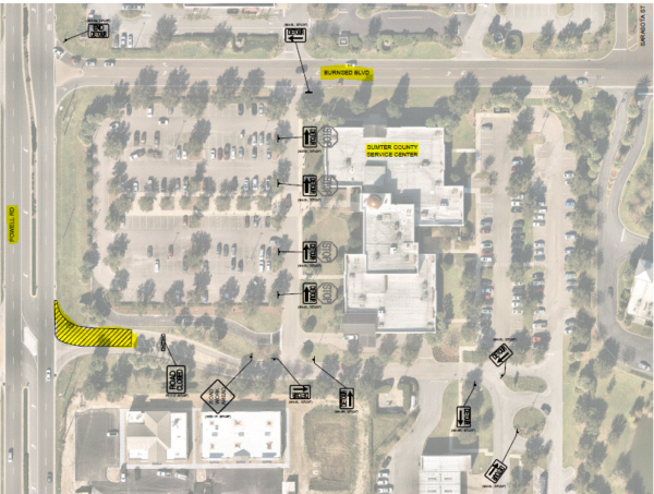 This map shows the detrour that will be in place at The Villages Sumter County Service Center