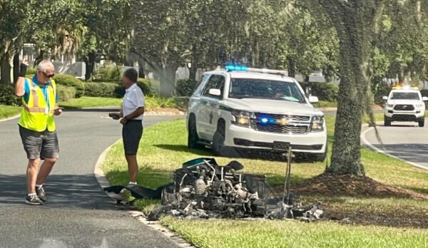 The Sumter County Sheriff's Office and Community Watch were at the scene of the golf cart fire