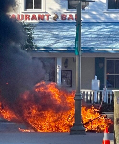 A golf cart caught fire Monday morning at Lake Sumter Landing