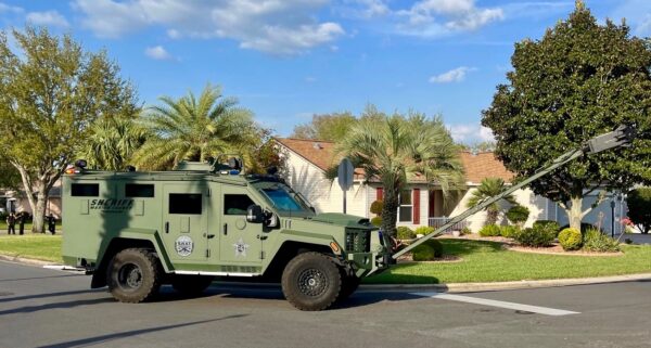 The SWAT team brought in an armored personnel carrier