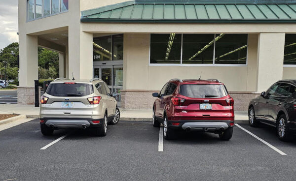 A member of the Parking Patrol captured this double Bad Parking at Walgreens at Mulberry Plaza